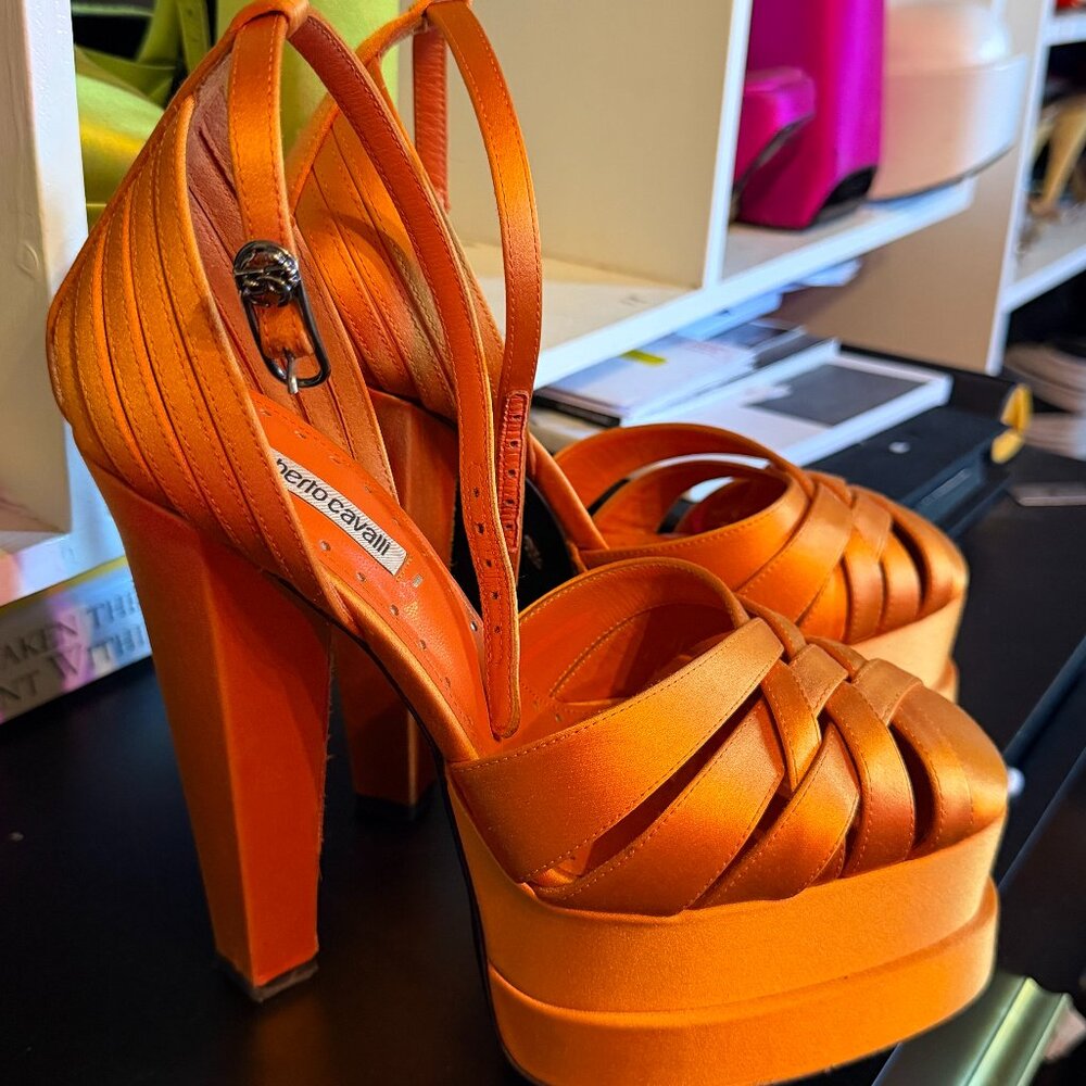 Roberto Cavalli - Caged leather platform sandals